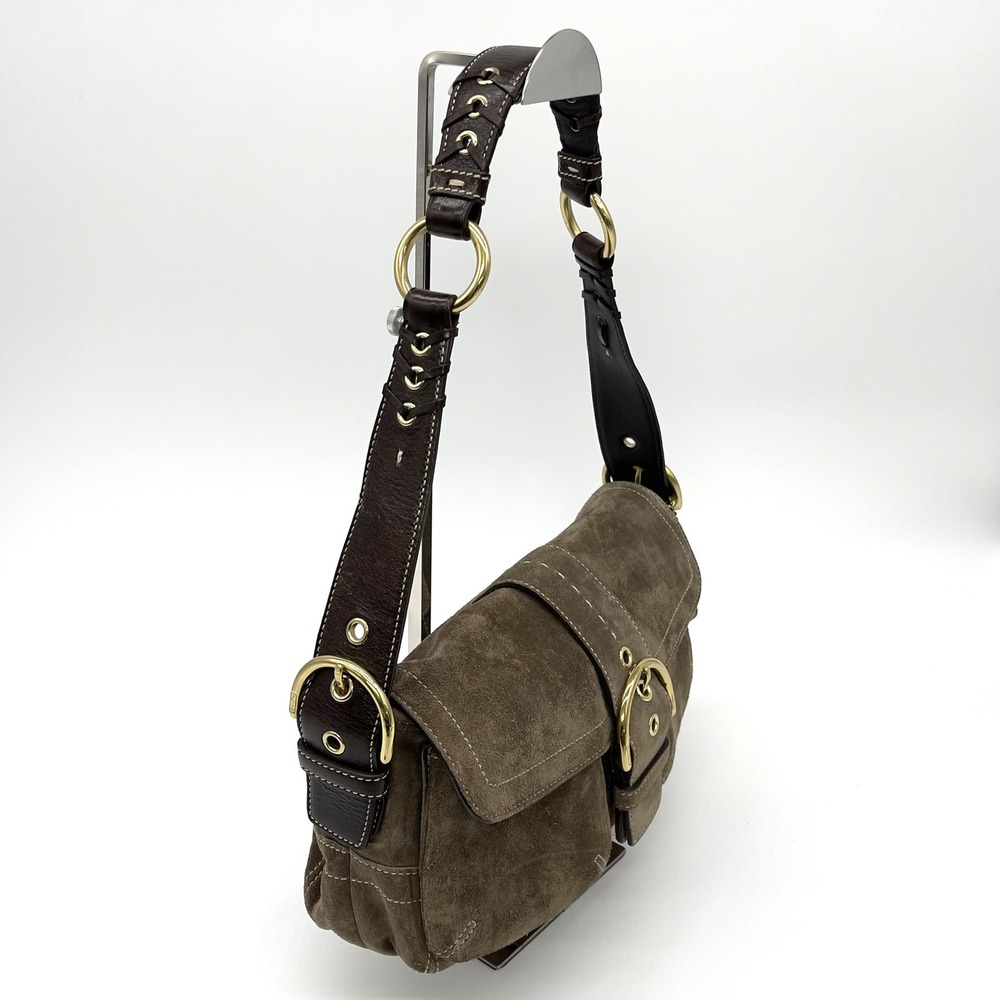 Y2K Coach Soho Suede Shoulder Bag Buckle Brown Quiet Luxury Indie F05S-3659 - Picture 2 of 16